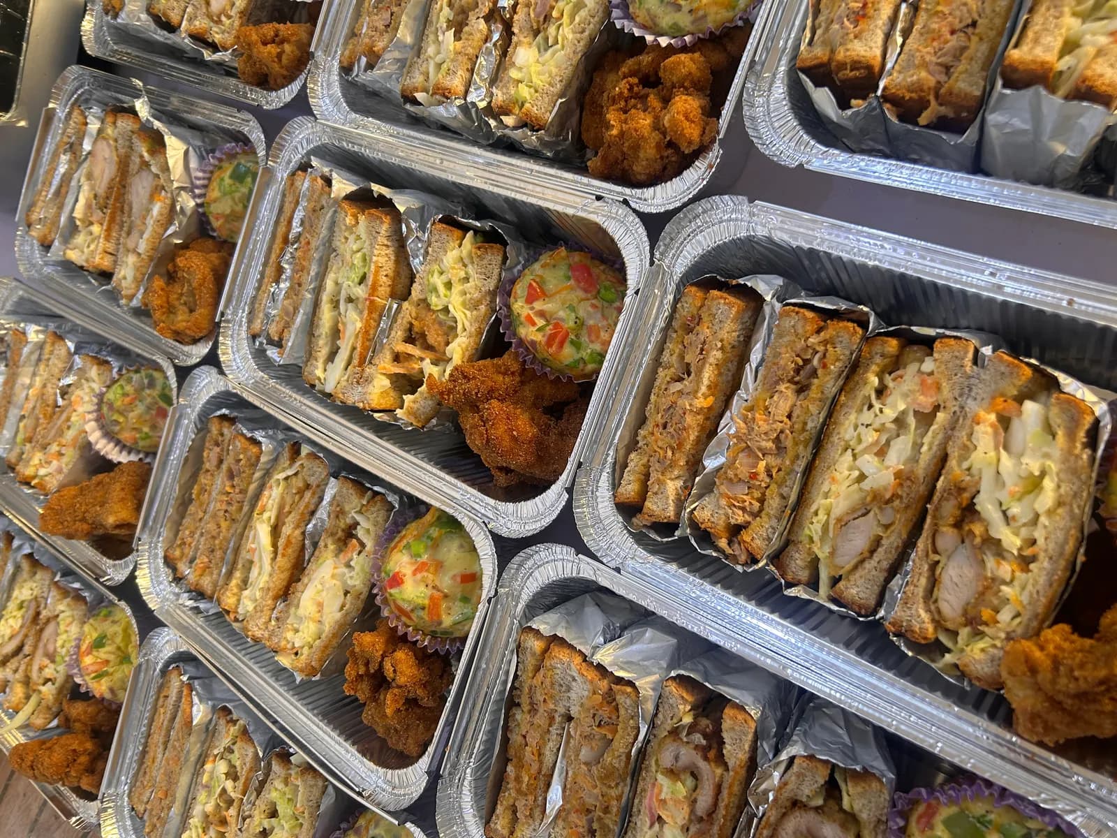An array of prepared Meal Made lunch trays